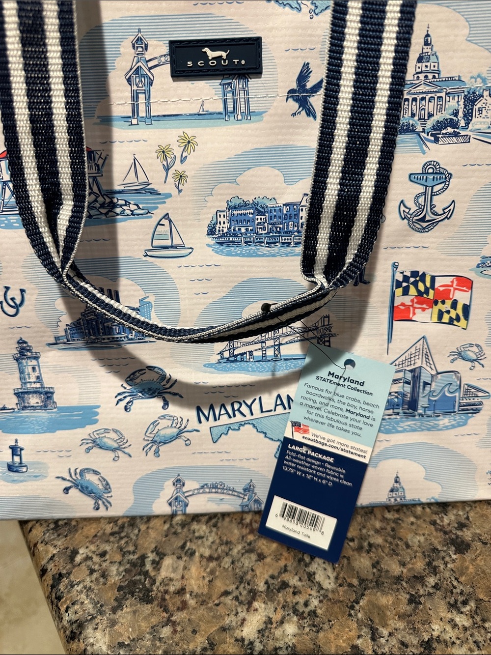 Scout Blue & White Maryland Scenic Gift Bag NWT - Picture 3 of 7